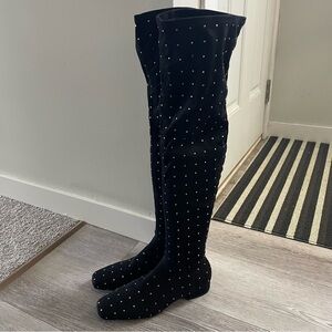 Design Concept Studio Studded Over The Knee Thigh High Boots Flat Faux Suede 7